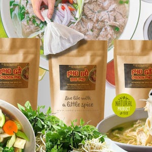 Pho KIT Up Spices X2 Simmer Spice Bags | Choose Beef, Chicken or Vegan Pho | Traditional Vietnamese Soup | Includes Chopsticks & Card
