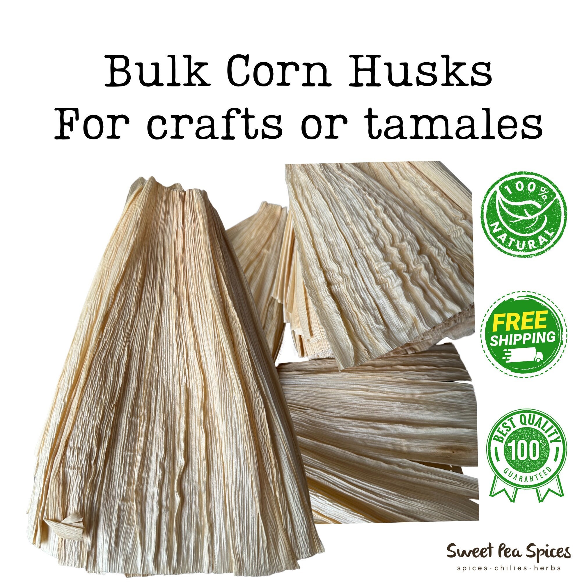 25lbs Corn Husk - Bulk  -Costal de 25 paquetes de 1 lb Hoja de Tamal - Husks for Tamales, Corn Dolls, Wreaths - De Luna - Restaurant Supply