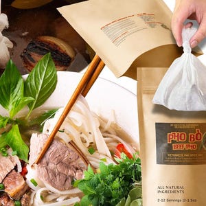 Beef Pho Spices - Authentic Vietnamese Pho Bo - X2 Spice Sachets & Recipe - Organic  Pho Spices - GMO Free - Phokin Delicious - Foodie Gift
