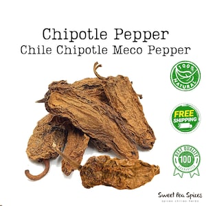 Dried Chipotle Meco Chili Peppers - Organic - Bulk - Chile Chipotle Seco - Restaurant Supply - Hot Sauce - Salsa - Smokey, Fresh and Tangy.