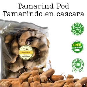 Organic Tamarind Pod - Bulk  -  Unprocessed  Fresh Whole Tamarind Pods  - Tamarindo en Cascara - Sour & Tangy Flavor - Sour Tamarind