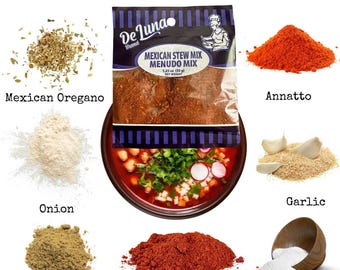 Menudo Mix Seasoning  1.5oz- Sazon para Menudo Rojo - Caldo de Menudo - Authentic Mexican Menudo - De Luna Menudo Mix - Especias para menudo