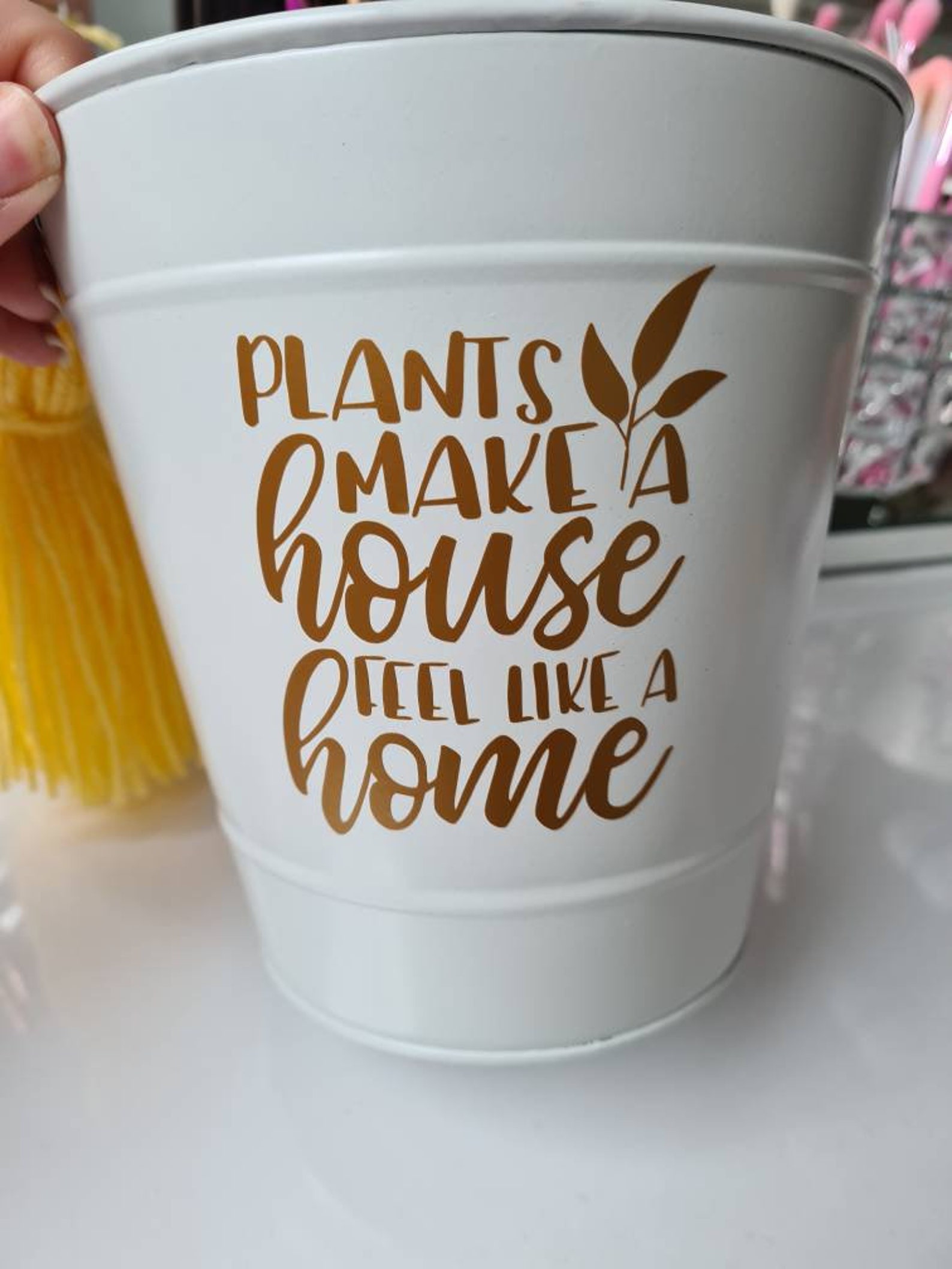 Cute flower pot quote vase planter with tassel Etsy