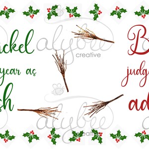 May include: A white background with a green holly border. The text "Belonickel judges your year as impish" is in green text on the left side of the image. The text "Belonickel judges your year as admirable" is in red text on the right side of the image.