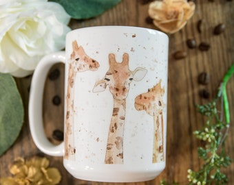 Giraffe Mug - Giraffe Gift - Watercolor Giraffe Mug - Microwave and Dishwasher Safe Mug