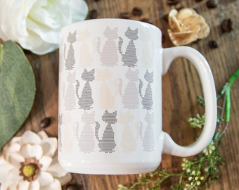Cross stitch cat pattern mug
