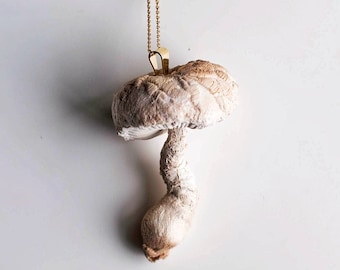 white-crem mushroom pendant,fiberart, soft sculpture,