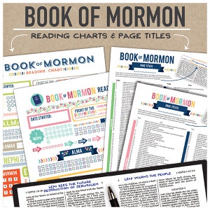 Book of Mormon Reading Charts and Page Titles – Pink and Blue Versions