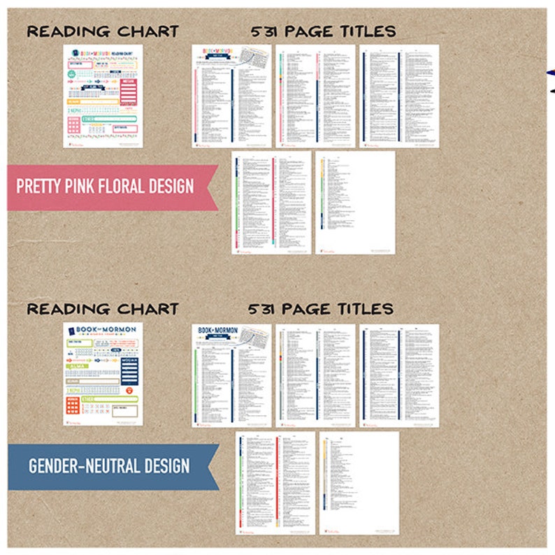 Book of Mormon Reading Charts and Page Titles Pink and Blue Versions image 2