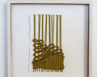 Framed Modern Fiber Art / Abstract Fiber Art / Framed Weaving / Green