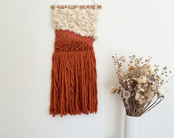 Woven Wall Hanging / Weaving / Tapestry // Earthy Orange / Long