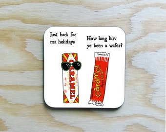 Tunnocks Coaster / caramel wafer funny Scottish coaster