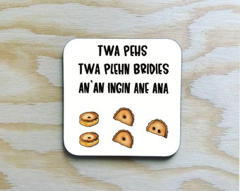 Twa Pehs Coaster / Dundee / Scottish language / funny