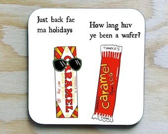 Tunnocks Coaster / caramel wafer funny Scottish coaster