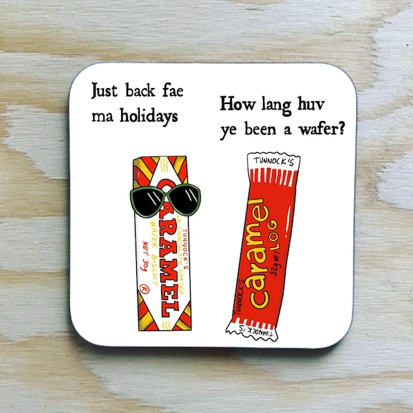 Tunnocks Coaster / caramel wafer funny Scottish coaster