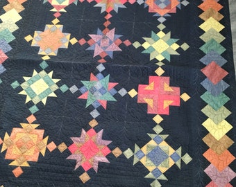 Indigo dyed fabrics has made this amazing quilt pattern. Amish, Farmhouse, primitve, vintage style.