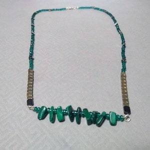 Malachite and Hematite Bar Necklace