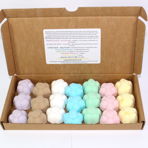 Bath Bombs gift mixed scents of 21 x 10g Flowers Bee Beautiful reduced plastic
