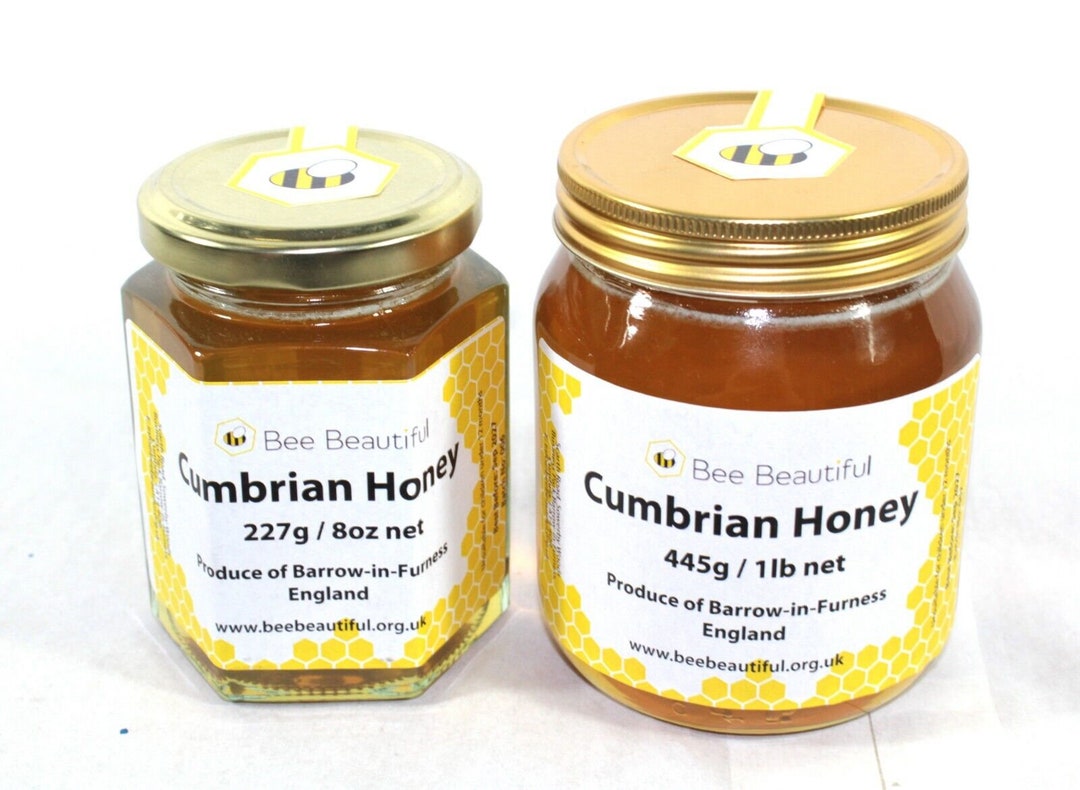 Raw Honey UK Local Wild Flower Pure Natural Cumbrian UK 1lb & 8oz Jars