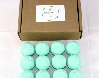 Green Apple scented Bath Bombs reduced plastic 12 x 65g rounds