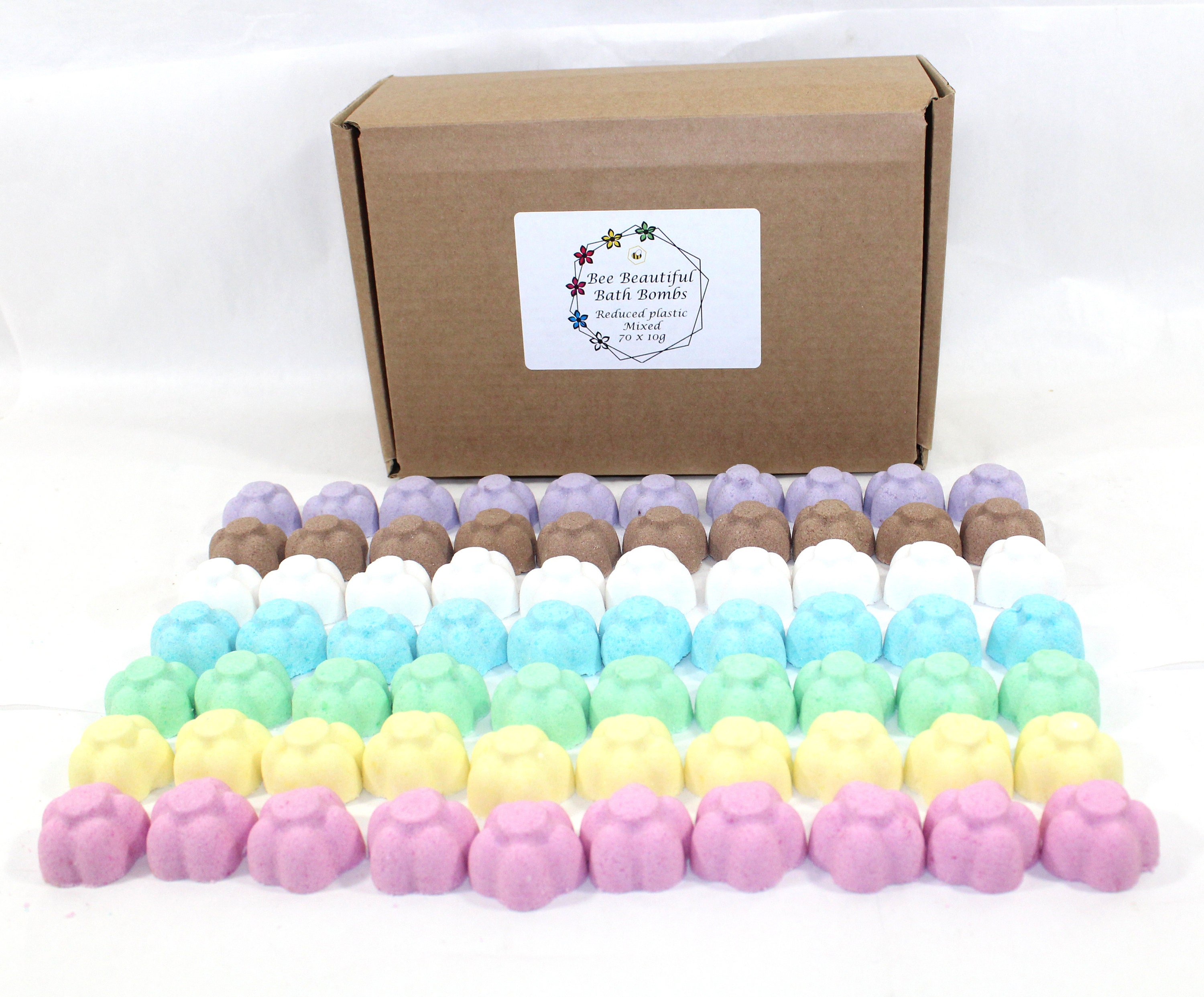 Bath Bombs Mixed 70 X 10g Flowers Bee Beautiful Reduced Plastic