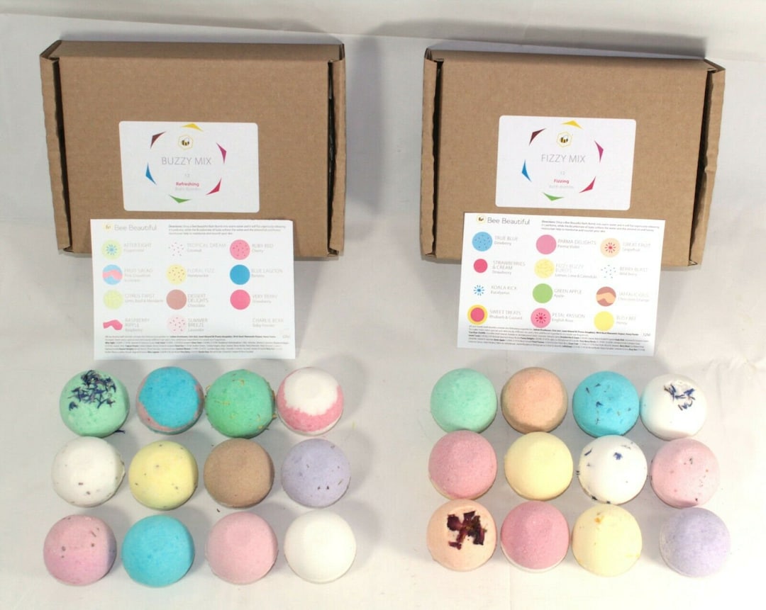 Bath Bombs Gift Set Reduced Plastic Buzzy & Fizzy 24 Bath Bombs - Etsy UK
