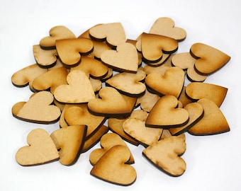 Heart shapes MDF 20mm x 3mm pack of 10, 25, 50 , 100 or 400 craft laser cut