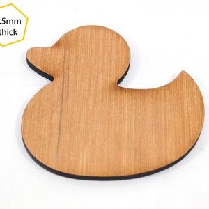 May include: A wooden cutout of a duck, 5.5mm thick, with a natural wood finish.
