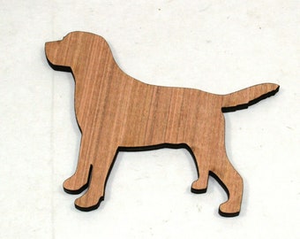 May include: A wooden cutout of a dog in a standing position. The cutout is made of light brown wood with a natural wood grain pattern.