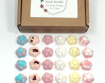 Handmade Bath Bombs Fresh & Fruity Mix 30 x 10g Flowers Bee Beautiful Eco Range