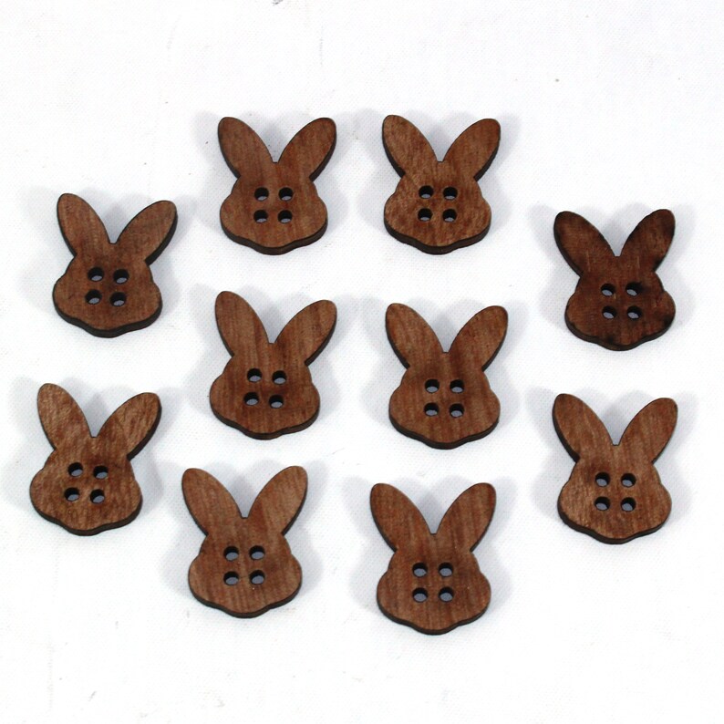 Bunny Rabbit Shaped Wooden Buttons Laser Cut Wood Buttons Etsy
