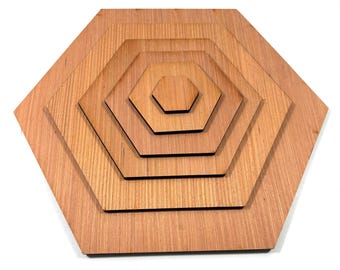 Hexagon Laser cut 9mm Plywood shapes embellishments craft wood blanks various sizes