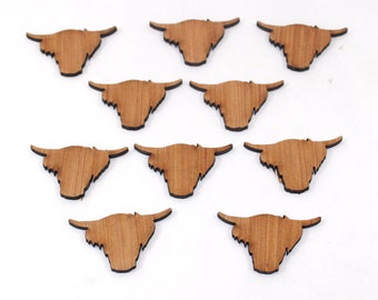 Wooden Highland Cow Heads 50mm laser cut from 3mm Plywood