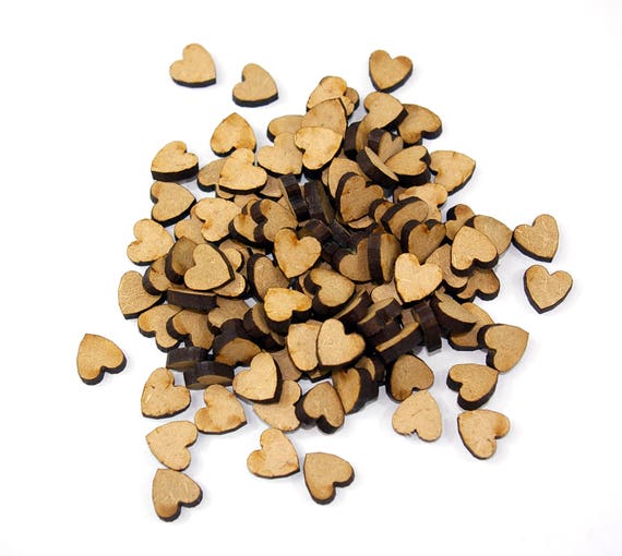 100 MDF Wooden Mini Hearts (12mm) - Craft Embellishments, Confetti