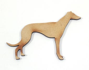 Laser cut MDF Whippet or Greyhound Dog / animal shapes 125mm made from 3mm MDF with or without holes