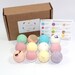 Reduced plastic Fizzy Bath Bombs set of 12 x 65g Round gift set Bee Beautiful 