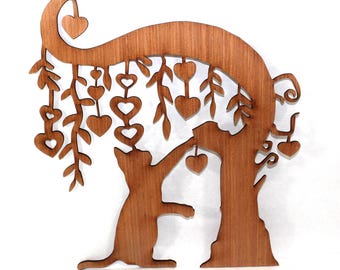Cat and tree 3mm plywood animal shapes 300mm