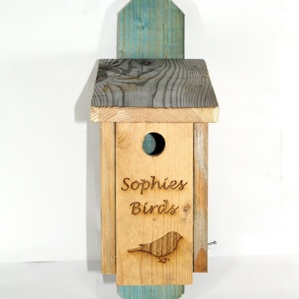 Wooden Personalised Bird Box, Handmade by Bee Beautiful