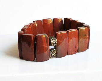 Apple Jasper Stretch Cuff Bracelet