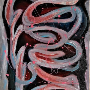 Original  abstract oil painting signed by Nalan Laluk: &quot;Slinky&quot;