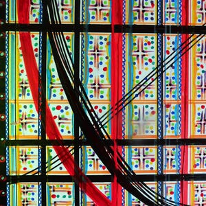 Original Mixed Media Painting, Hardboard, Signed by Nalan Laluk: &quot;Intersections&quot;