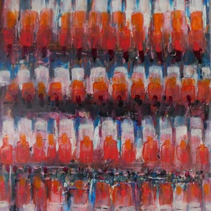 Original abstract mixed media painting signed by Nalan Laluk: &quot;Riverdance&quot;