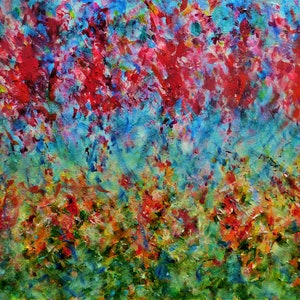 Original Abstract Mixed Media Painting, Signed by Nalan Laluk, &quot;Nature is Art, Art is Nature&quot;