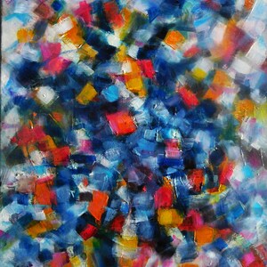 Original Abstract Oil Painting, Signed, by Nalan Laluk, &quot;Uncubed&quot;