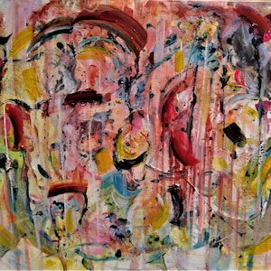 Original abstract oil painting signed by Nalan Laluk: &quot;Allusions, 2&quot;