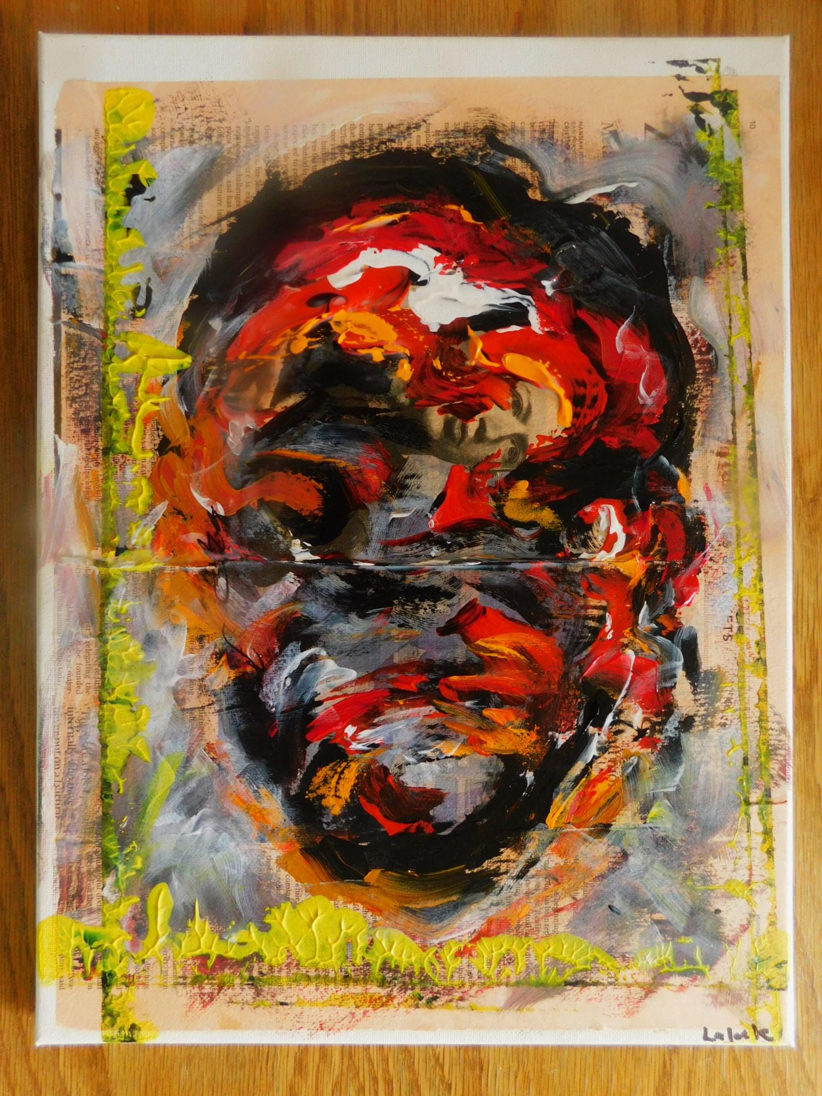 【F50号】ひつじ娘 原画 油絵 抽象画 abstract paintings Original Abstract Mixed Media Painting, Signed by Nalan Laluk