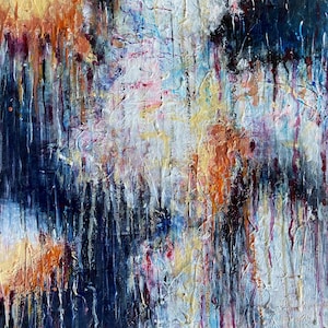 Original oil and mixed media abstract painting by Nalan Laluk: &quot;Tears&quot;