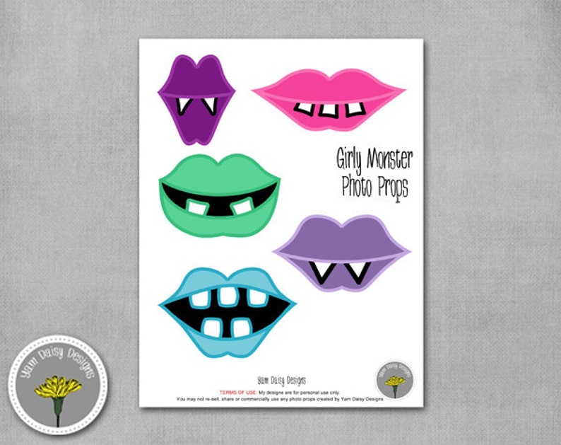 Monster Girly Mouths Lips Photo Props, Printable, Instant Download ...