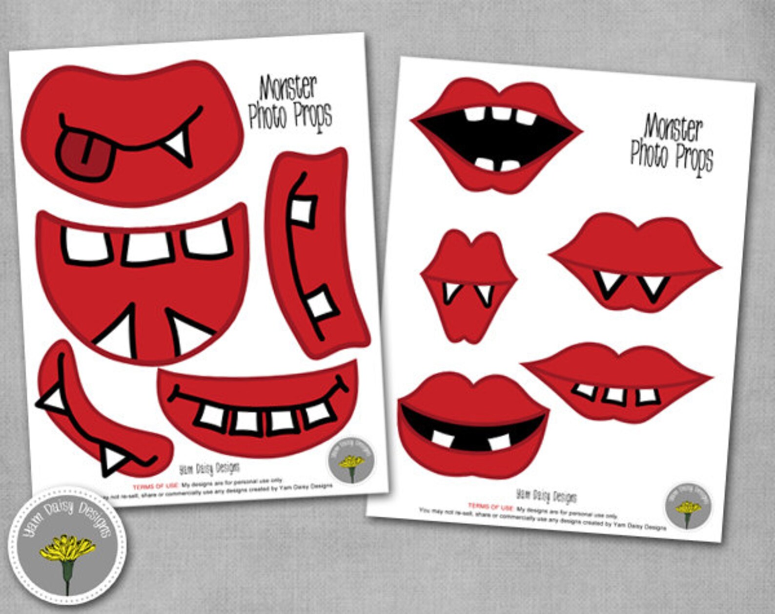Monster Photo Prop Mouths Printable Instant Download | Etsy