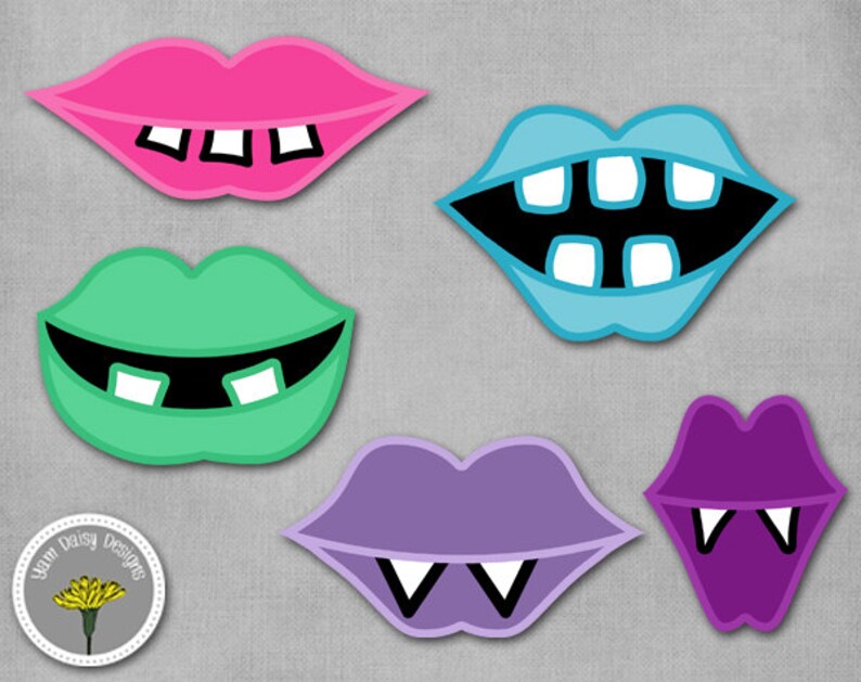 Monster Girly Mouths Lips Photo Props, Printable, Instant Download ...